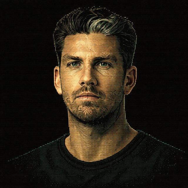 Terminal-style voxel portrait of Cameron Norrie