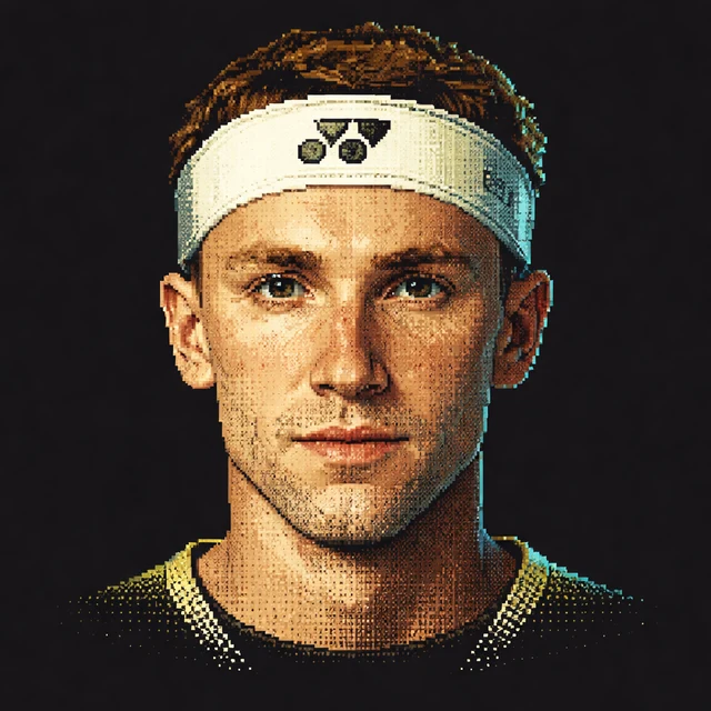 Terminal-style voxel portrait of Casper Ruud