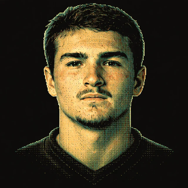 Terminal-style voxel portrait of Joao Fonseca