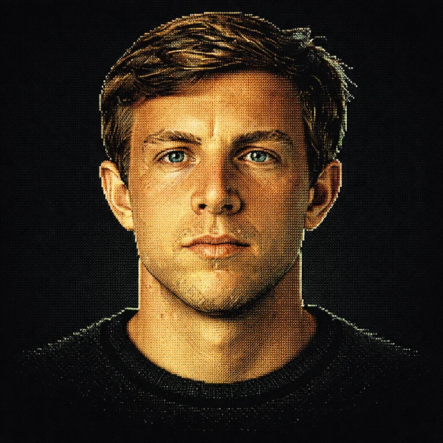 Terminal-style voxel portrait of Tallon Griekspoor