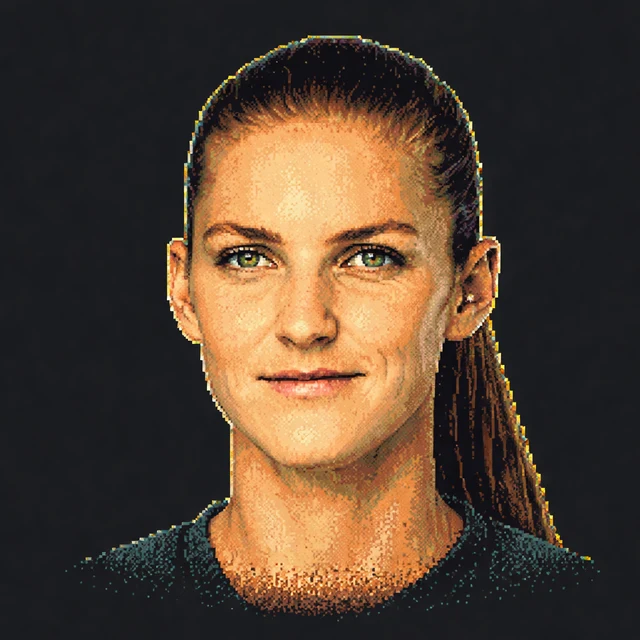 Terminal-style voxel portrait of Karolina Pliskova